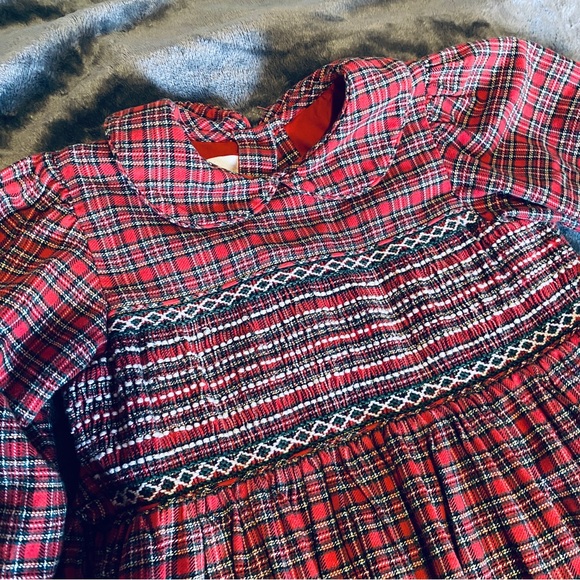 STRASBURG girls plaid flannel holiday smocked dress long 5y red green co… - Picture 2 of 5